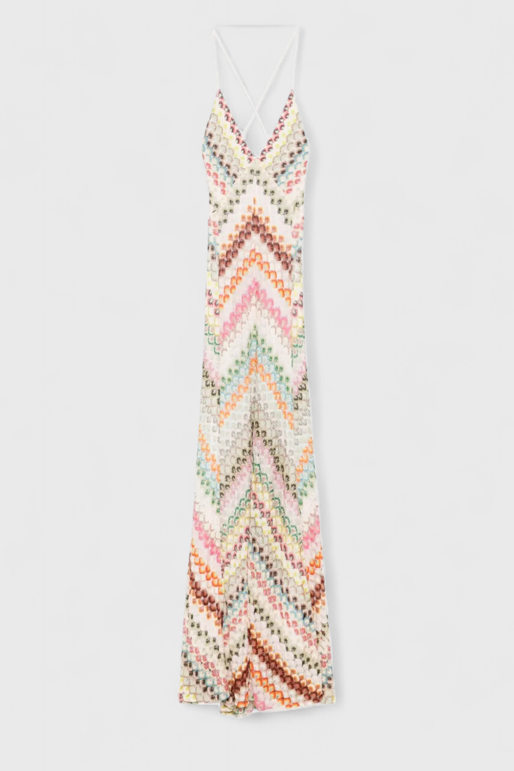 Vestido largo de crochet multicolor